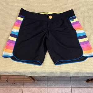 Matix Women's Shorts Rainbow Button Elastic Waist Black Beach - Size 9
